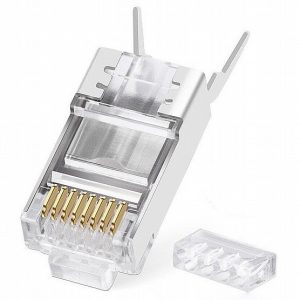 10 יחידות תקע RJ45 CAT7 מסוכך לכבל רשת, עם אינסרט לסידור המוליכים