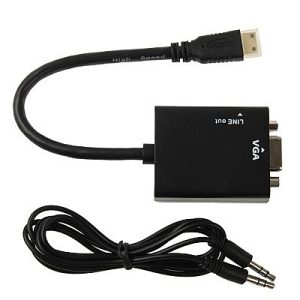 כבל ממיר MINI HDMI TO VGA + אודיו, תומך עד 1080P