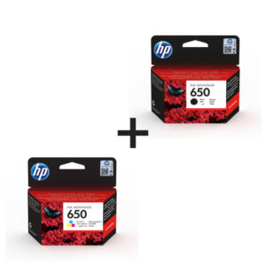 זוג ראשי דיו HP 650 שחור וצבעוני מקוריים