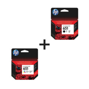 זוג ראשי דיו HP 651 שחור וצבעוני מקוריים