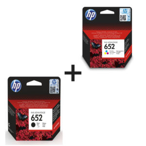 זוג ראשי דיו HP 652 שחור וצבעוני מקוריים