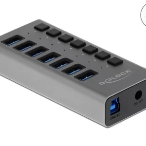 מפצל USB 3.0 5Gbps אקטיבי 7 יציאות USB-A עם מפסקים Delock