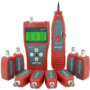 מכשיר בדיקה עם צג LCD הכולל מגלה קווים + בודק כבלי רשת/טלפוניה/קואקס/USB עם 8 יחידות קצה