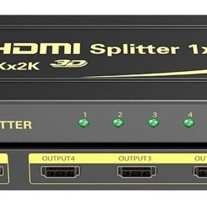 מפצל HDMI מוגבר ל-4 מסכים בו זמנית, תומך 4K@30hz + 3D, גרסת אקונומי