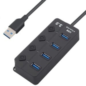 מפצל USB 4 יציאות ומפסק לכל יציאה