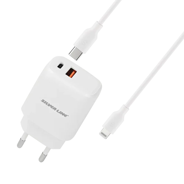 מטען קיר 25W עם כבל lightning דגם MWC25PQ מבית SILVER LINE