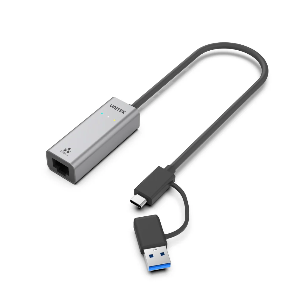 מתאם רשת משולב USB ו-USB Type C במהירות 2.5GB ג'יגהבייט UNITEK