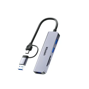מפצל בחיבור USB-C עם מתאם מובנה USB-A קורא כרטיסים UNITEK H1320AGY01
