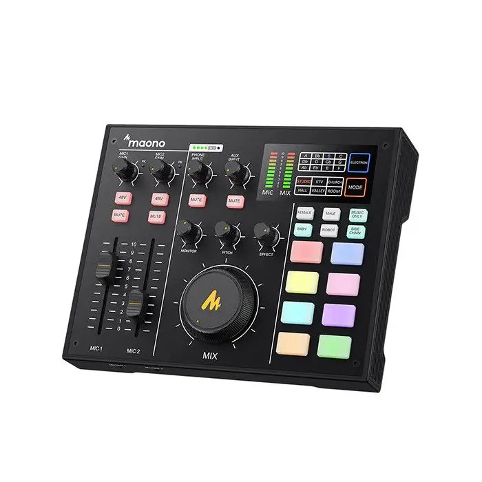 מיקסר סטרימינג וכרטיס קול יעודי לפודקאסט Maono AU-AM100