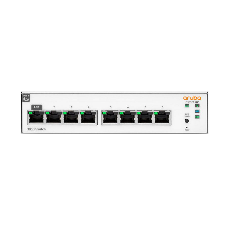 מתג מתכת שולחני HPE Aruba Networking Instant On Switch 8p Gigabit 1830