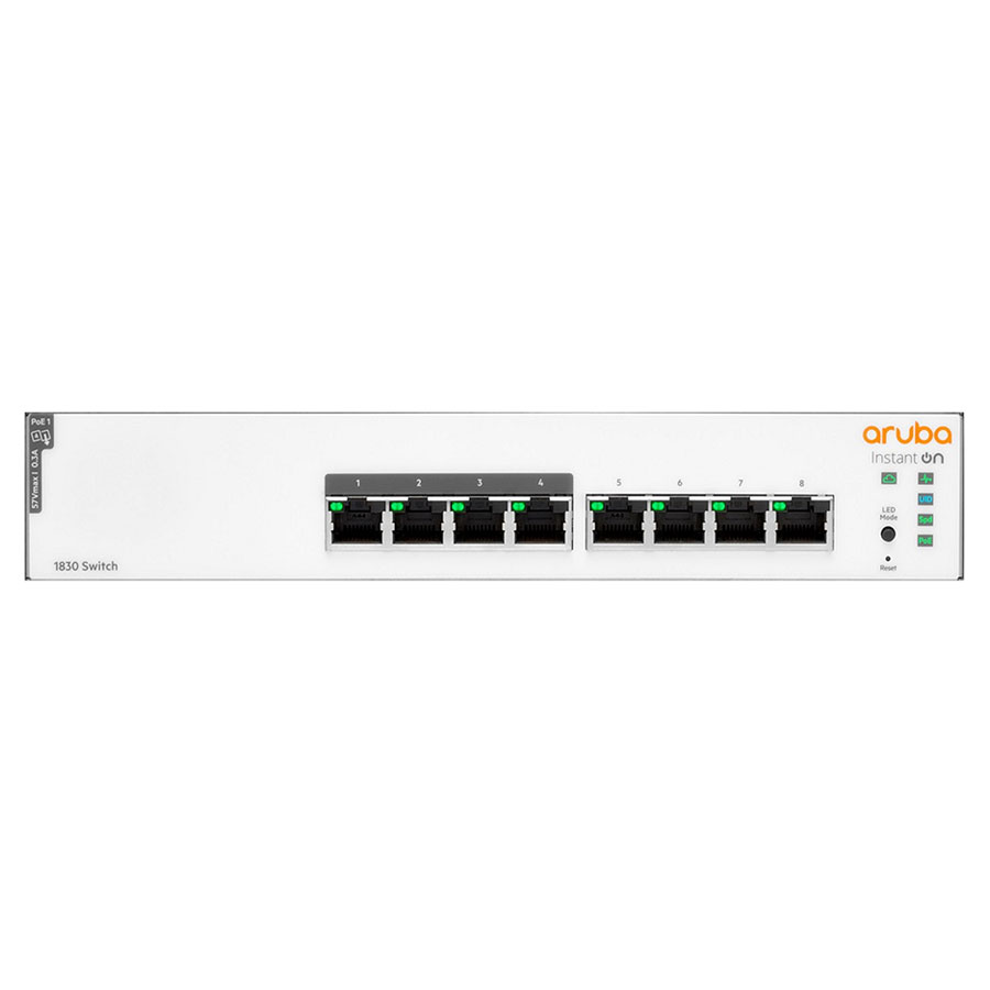 מתג מתכת שולחני HPE Aruba Networking Instant On Switch 8p Gigabit 4p CL4 PoE 65W 1830
