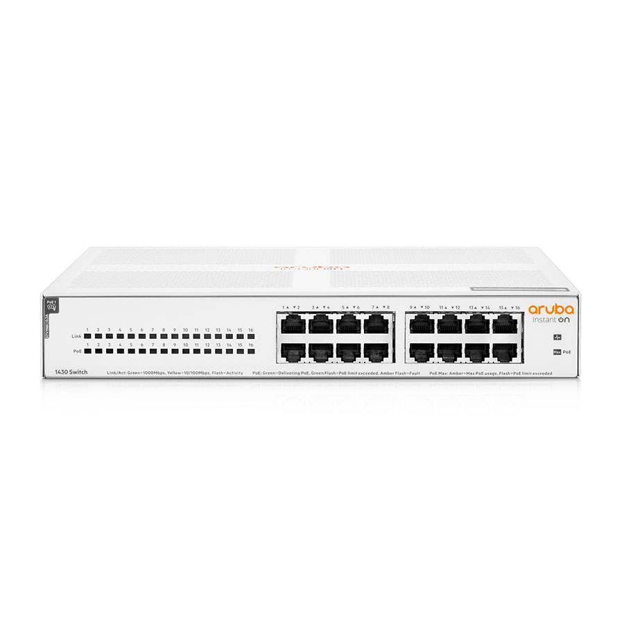מתג מתכת HPE Aruba Networking Instant On Switch 16p Gigabit 1430 Class4 PoE 124W