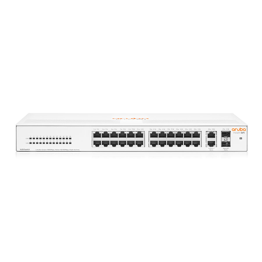 מתג מתכת HPE Aruba Networking Instant On Switch 26p Gigabit 2p SFP 1430