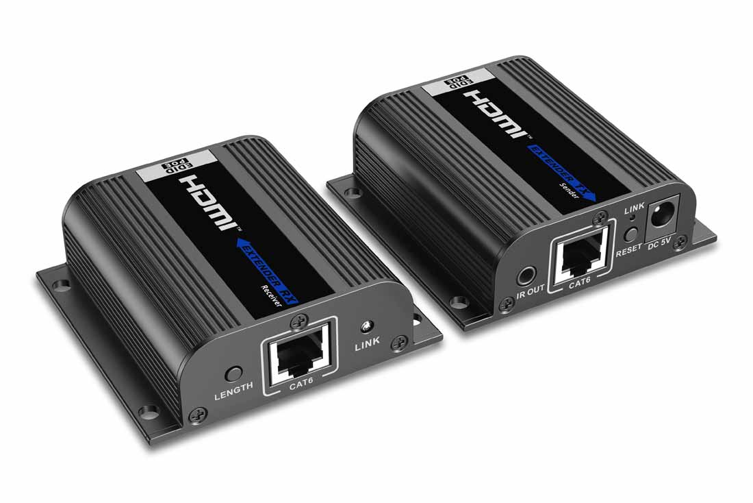 מרחיק HDMI על CAT6 תומך PoE עד 50 מטר