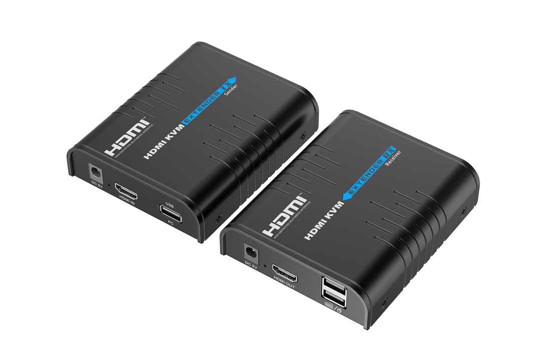 מרחיק ומפצל HDMI ו-KVM על CAT6 עד 120 מטר