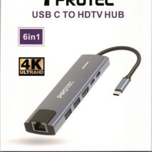 מפצל מולטיפורט 6 ב-1 עם רשת תצוגה וטעינה PROTEC DM286