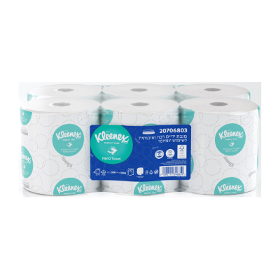 6 גלילי נייר מגבת ידיים דו שכבתי 200 מטר Kleenex PBS