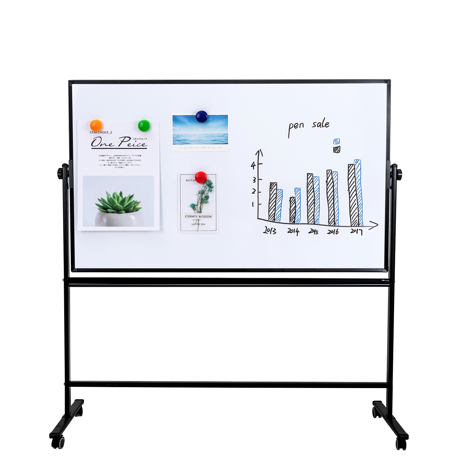 לוח מחיק מגנטי דו-צדדי נייד – 150×90 ס"מ