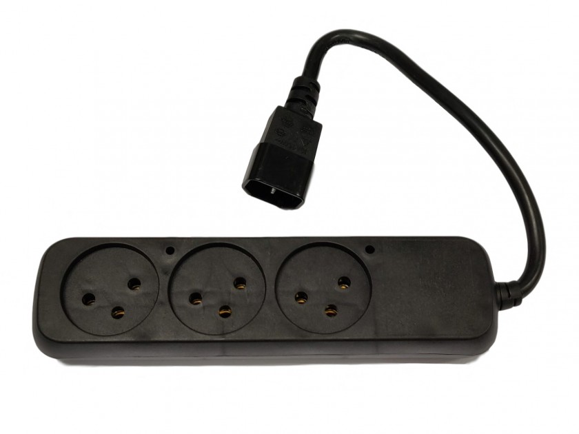 מפצל חשמל לאל פסק תקע C14 ל-3 שקעים ישראליים