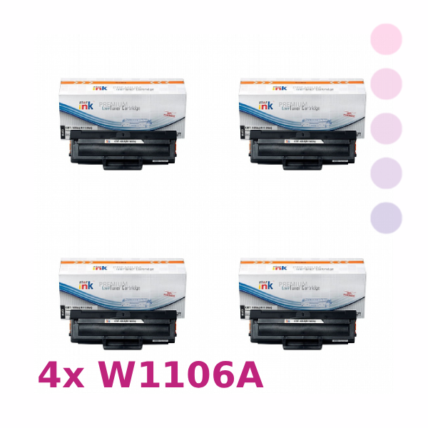 רביעיית טונרים HP W1106A 106A שחורים תואמים