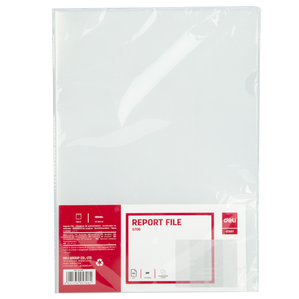 ניילון תיק אצבע A4 שקוף 180 מיקרון deli 5706