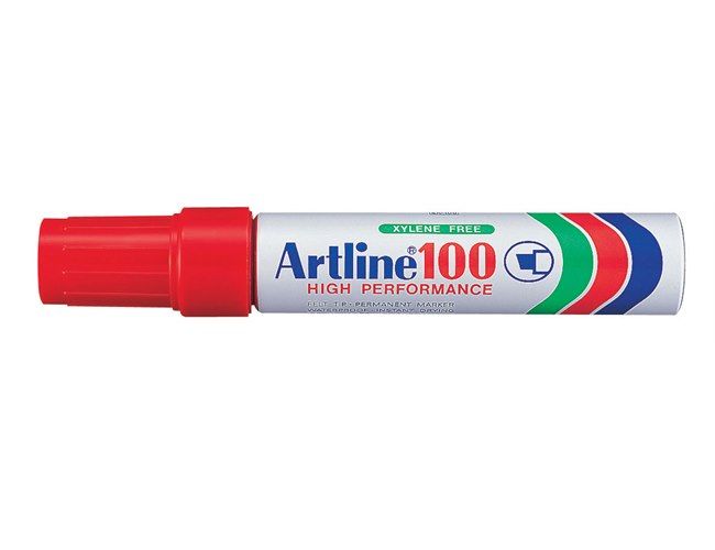 12 יחידות טושים סימון פרמננט ארטליין Artline 100 ראש קטום – אדום