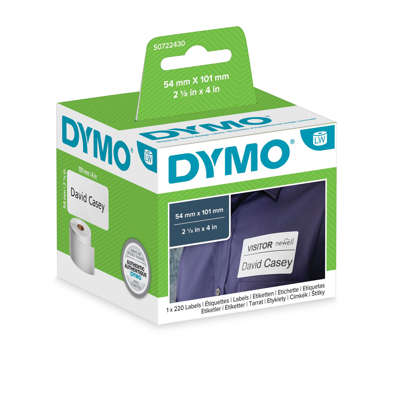 גליל מדבקות LW למדפסות DYMO LabelWriter – נייר דבק רגיל 54×101 מ"מ