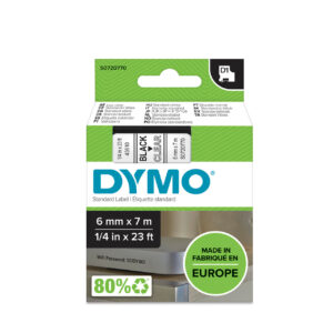 סרט D1 למכשירי תוויות DYMO - רוחב 6 מ"מ - שחור על גבי שקוף