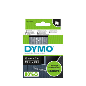 סרט D1 למכשירי תוויות DYMO - רוחב 12 מ"מ - לבן על גבי שקוף