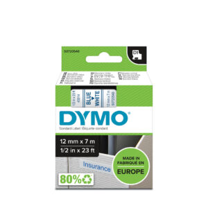 סרט D1 למכשירי תוויות DYMO - רוחב 12 מ"מ - כחול על גבי לבן