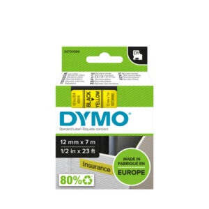 סרט D1 למכשירי תוויות DYMO - רוחב 12 מ"מ - שחור על גבי צהוב