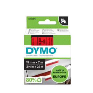 סרט D1 למכשירי תוויות DYMO - רוחב 19 מ"מ - שחור על גבי אדום