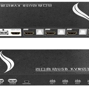 קופסת מיתוג KVM מ-4 מחשבים לעמדת עבודה אחת 4K HDMI ו-USB