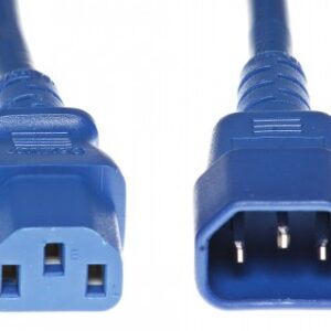 כבל מתח מאריך C13-C14 זכר נקבה תקני 3x0.75 כחול - אורך 1.2 מטר