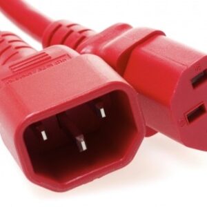 כבל מתח מאריך C13-C14 זכר נקבה תקני 3x0.75 אדום - אורך 1.2 מטר
