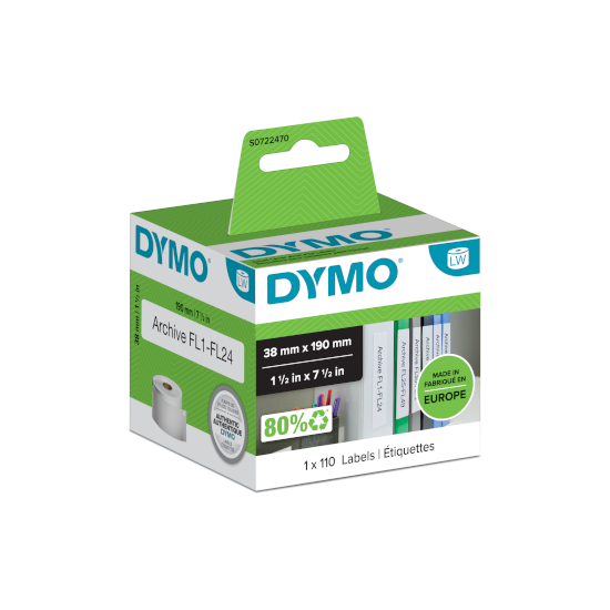 גליל מדבקות LW למדפסות DYMO LabelWriter – נייר דבק רגיל 38×190 מ"מ