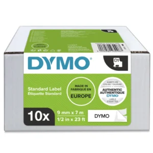 מארז 10 סרטי D1 למכשירי תוויות DYMO - רוחב 9 מ"מ - שחור על גבי לבן