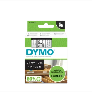 סרט D1 למכשירי תוויות DYMO - רוחב 24 מ"מ - שחור על גבי לבן