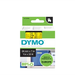 סרט D1 למכשירי תוויות DYMO - רוחב 24 מ"מ - שחור על גבי צהוב