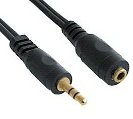 כבל PL 3.5 סטריאו זכר – נקבה מסוכך עם פלגים יצוקים ומוזהבים – אורך 1 מטר