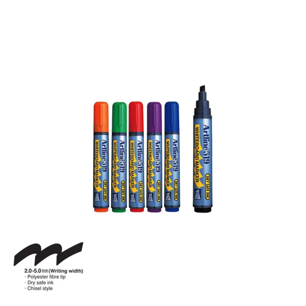 סט 6 טושים ללוח מחיק וספוג Artline 519 אורגנייזר – ראש קטום