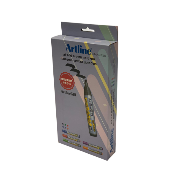 סט 6 טושים ללוח מחיק וספוג Artline 519 אורגנייזר – ראש קטום