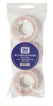 סלוטייפ קריסטל 3/4X30 ארוז 3 יחידות
