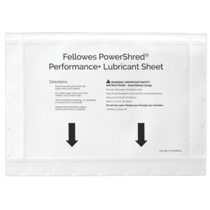 10 דפי השחזה ושימון למגרסות נייר Fellowes Powershred Performance+ Lubricant