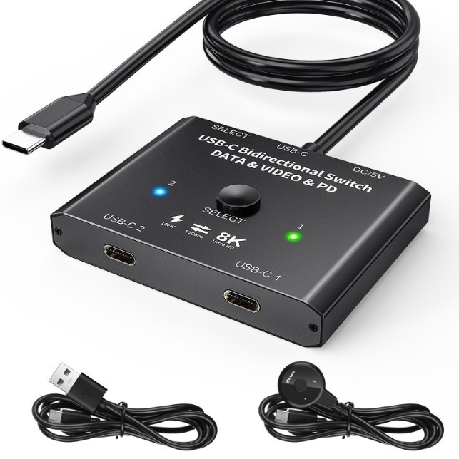 ממתג USB-C דו-כיווני 2×1 | 1×2 תומך אודיו וידאו 8K