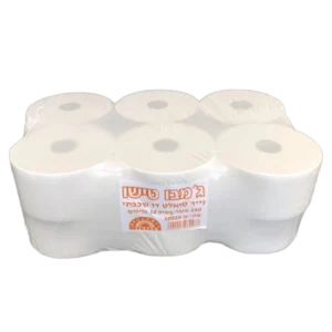12 גלילי נייר טואלט ג'מבו טישו ממוחזר דו שכבתי 140 מטר